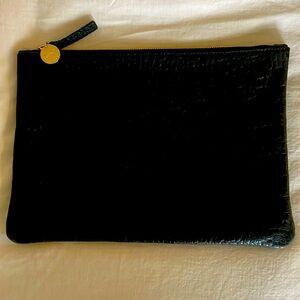 Black textured Clare V envelope clutch
